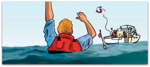 El chaleco salvavidas es importante llevarlo puesto en un barco pequeño (Imagen Salvamento Marítimo)